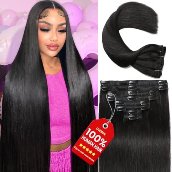 Clip in Hair Extensions Real Human Hair, 20inch 110g/3.8oz, Invisible Remy Human main image 4